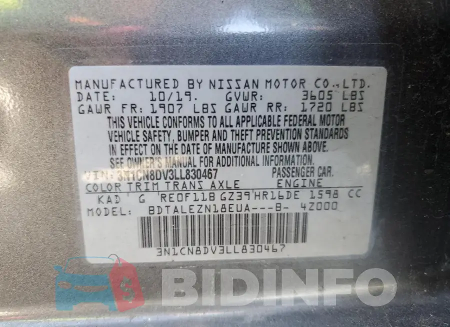 3N1CN8DV3LL830467 Photo# 13