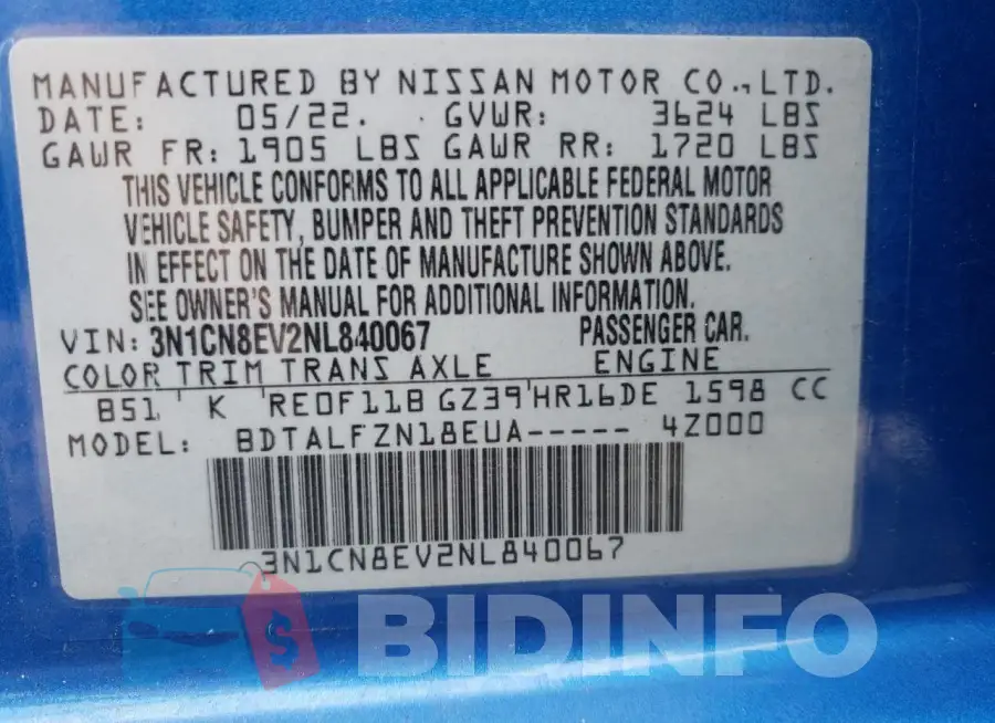 3N1CN8EV2NL840067 Photo# 12