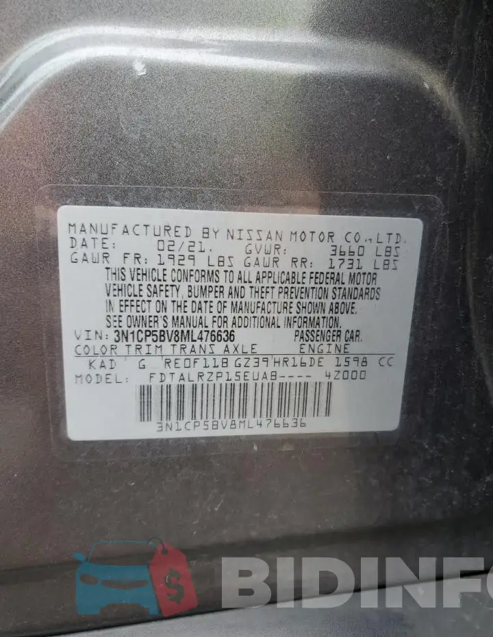3N1CP5BV8ML476636 Photo# 13