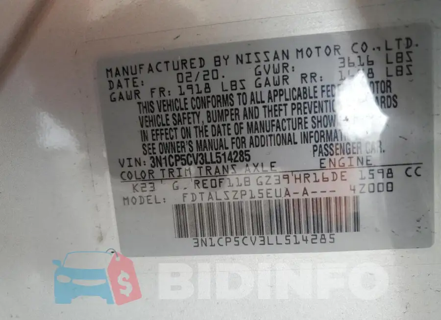 3N1CP5CV3LL514285 Photo# 13