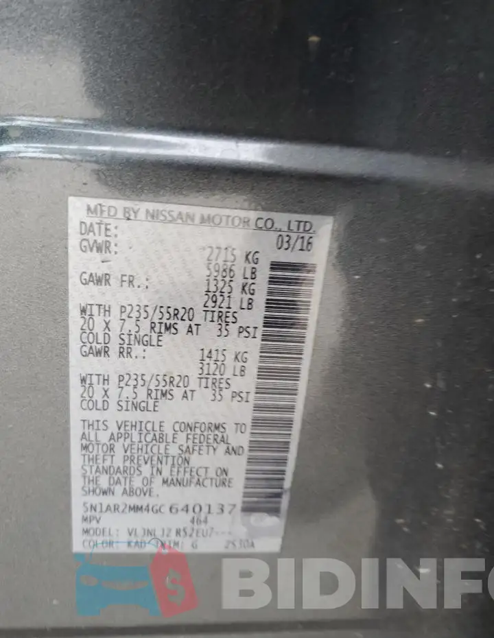 5N1AR2MM4GC640137 Photo# 12