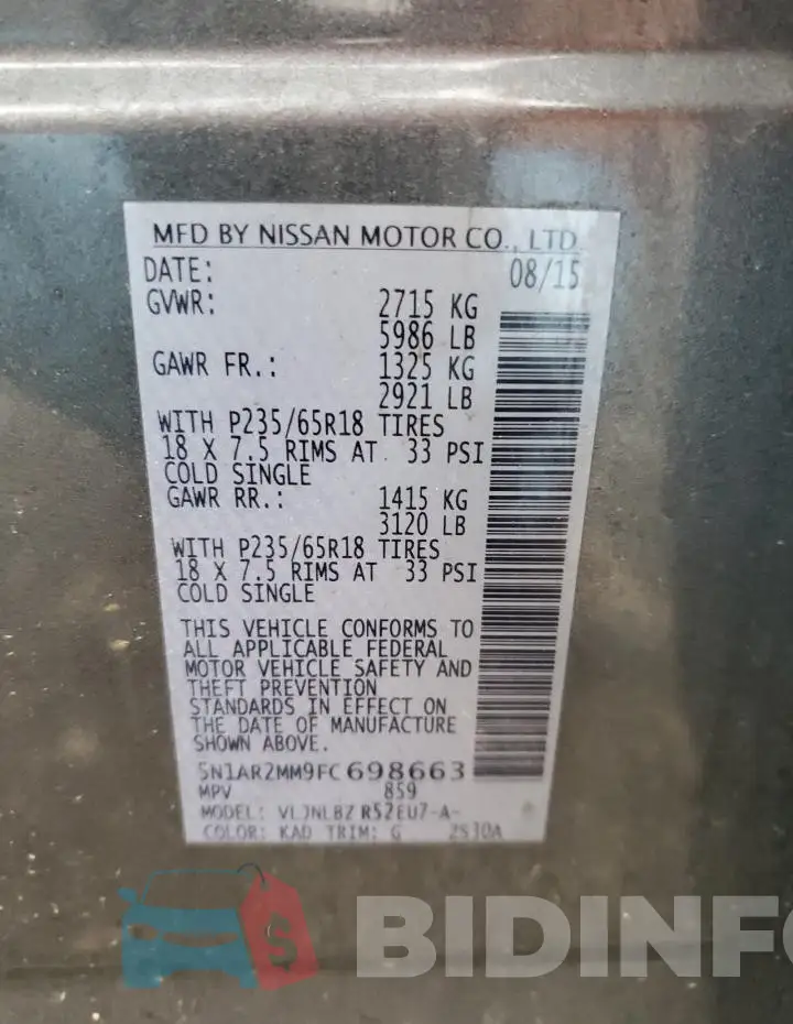 5N1AR2MM9FC698663 Photo# 13