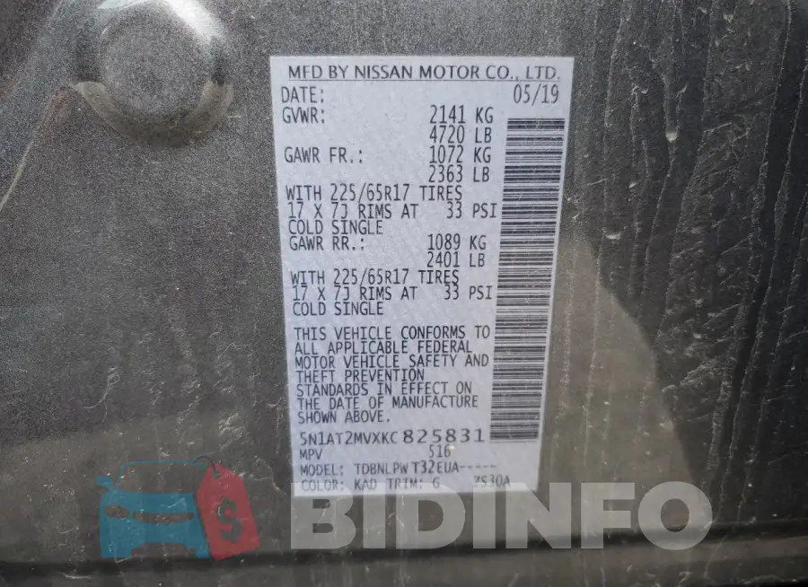 5N1AT2MVXKC825831 Photo# 13
