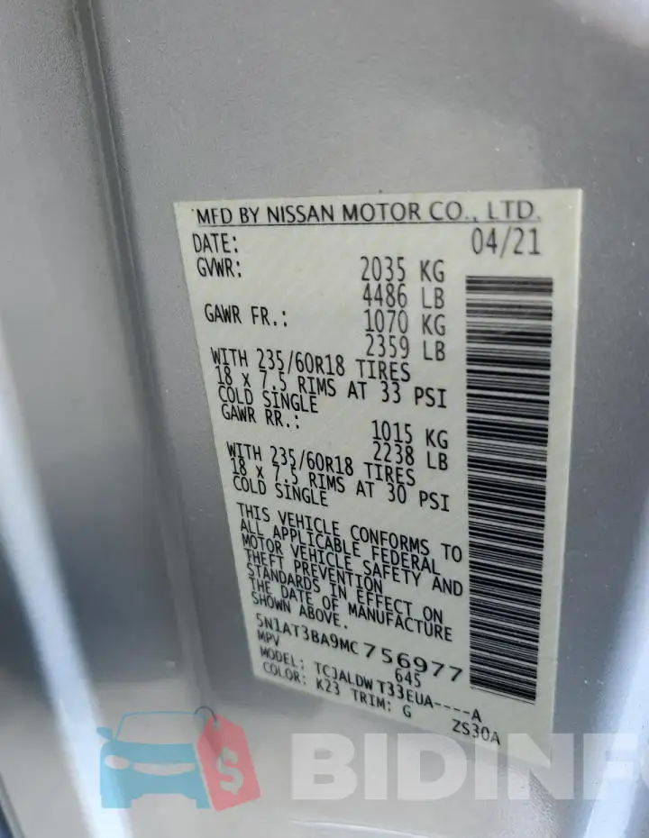 5N1AT3BA9MC756977 Photo# 13