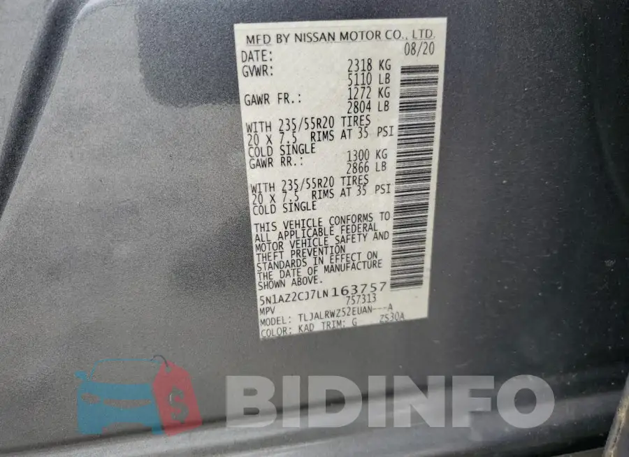 5N1AZ2CJ7LN163757 Photo# 14