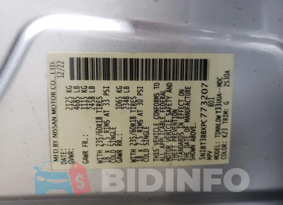 5N1BT3BBXPC773207 Photo# 12