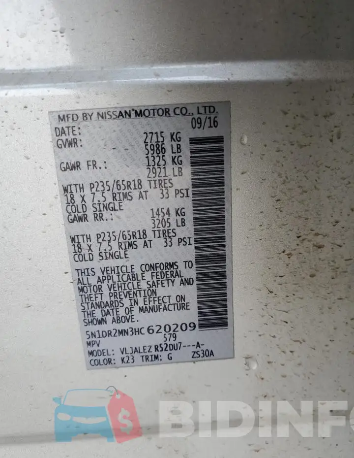 5N1DR2MN3HC620209 Photo# 13