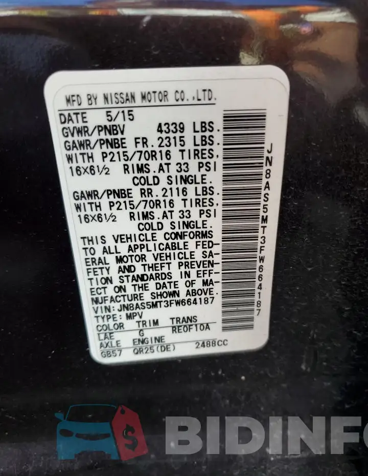 JN8AS5MT3FW664187 Photo# 12