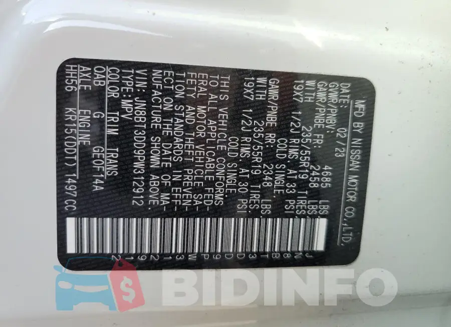 JN8BT3DD9PW312912 Photo# 12
