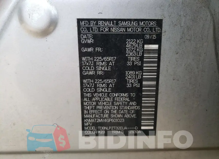 KNMAT2MV4GP601023 Photo# 12
