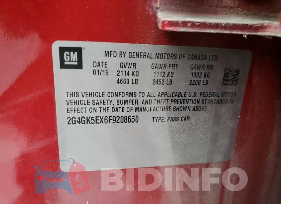2G4GK5EX6F9208650 Photo# 13