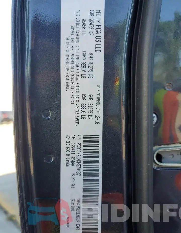 2C3CDXGJXKH570437 Photo# 12