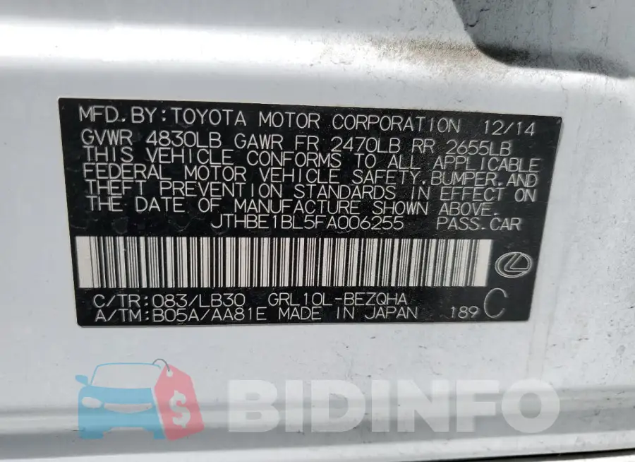 JTHBE1BL5FA006255 Photo# 12