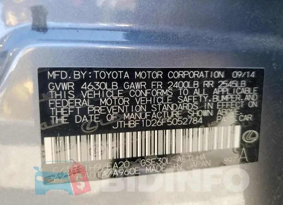 JTHBF1D26F5052784 Photo# 13