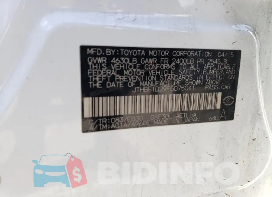 JTHBF1D29F5075041 Photo# 13