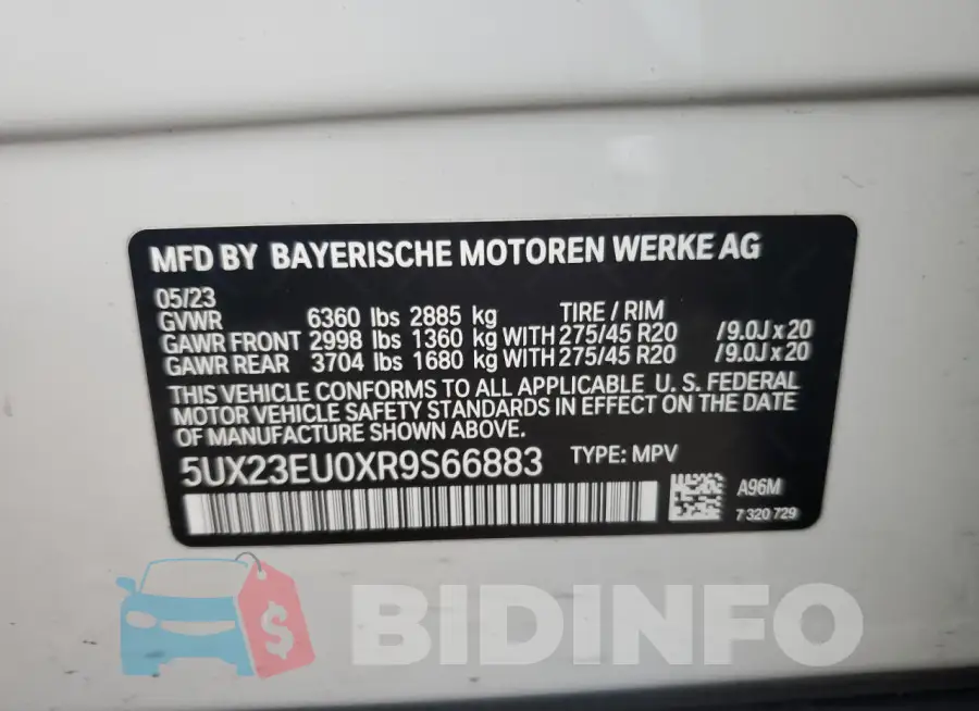 5UX23EU0XR9S66883 Photo# 13