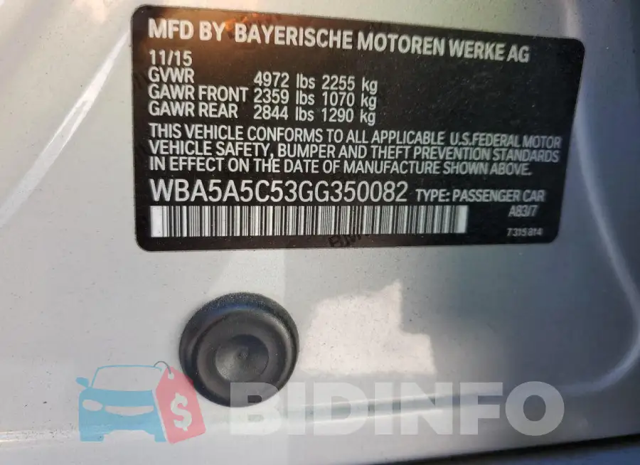 WBA5A5C53GG350082 Photo# 12