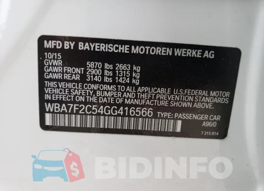 WBA7F2C54GG416566 Photo# 12