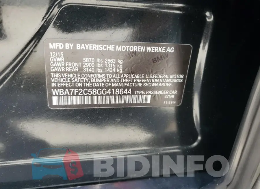 WBA7F2C58GG418644 Photo# 12