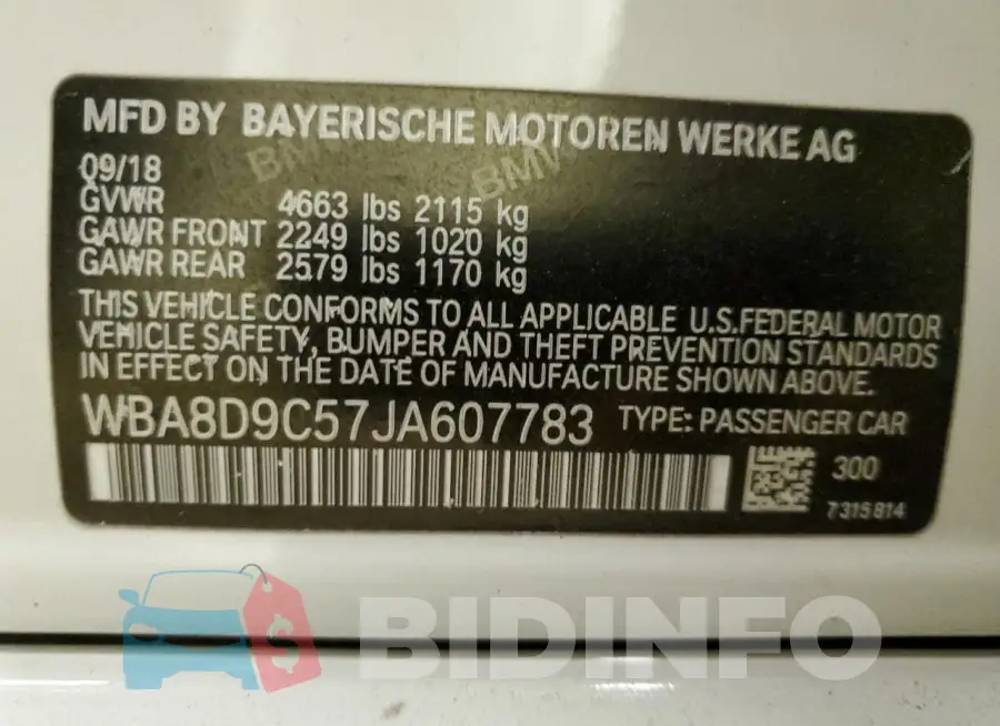 WBA8D9C57JA607783 Photo# 12