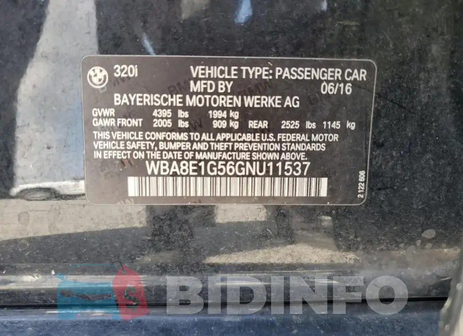 WBA8E1G56GNU11537 Photo# 12