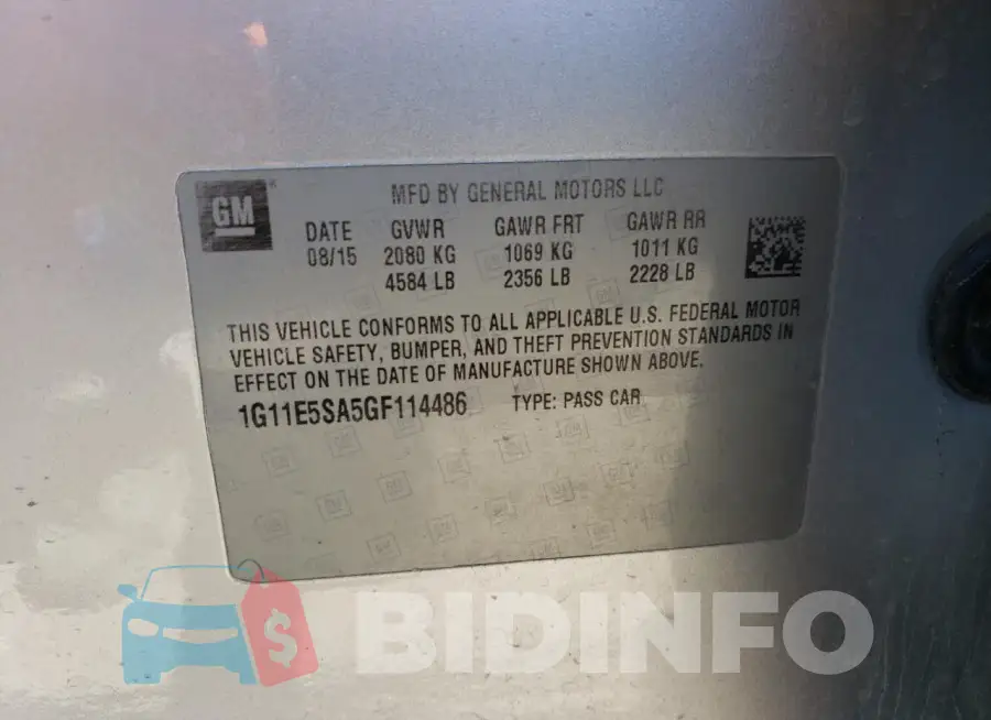 1G11E5SA5GF114486 Photo# 12
