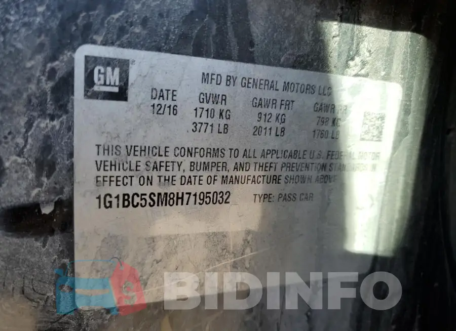 1G1BC5SM8H7195032 Photo# 12