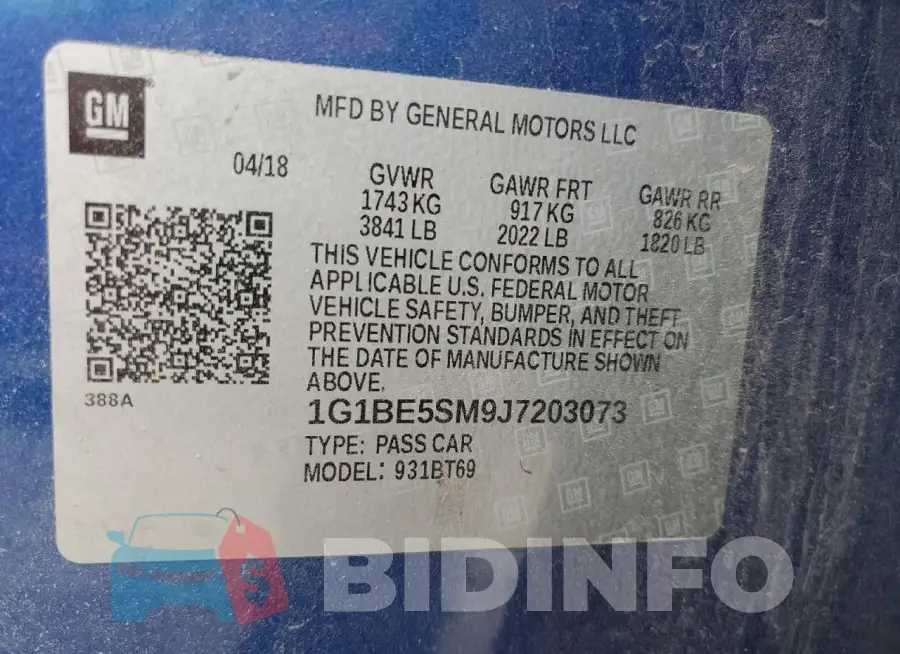 1G1BE5SM9J7203073 Photo# 12