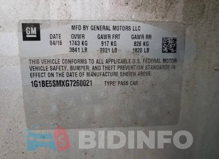 1G1BE5SMXG7260021 Photo# 12