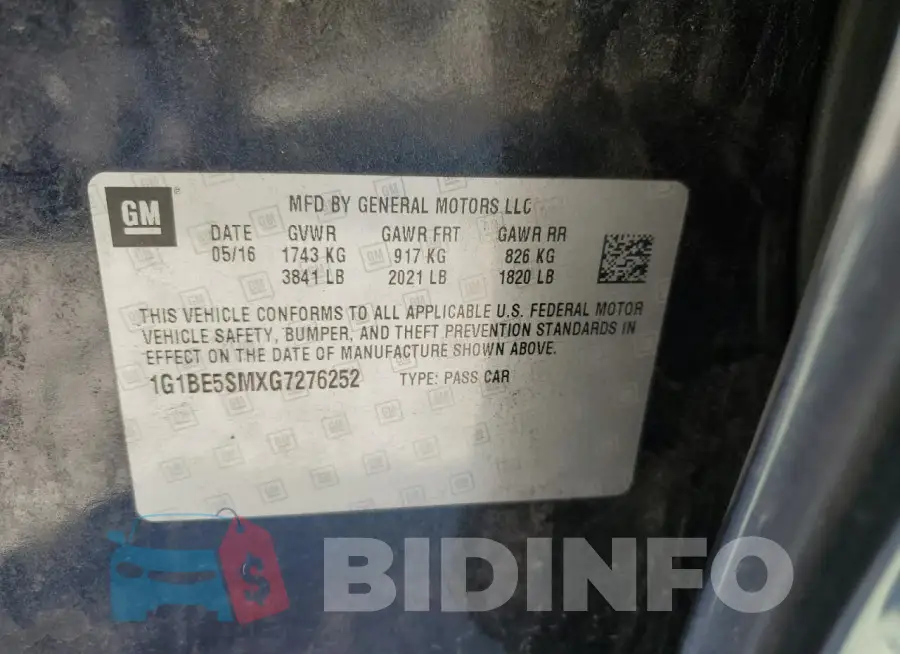 1G1BE5SMXG7276252 Photo# 12
