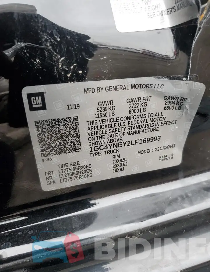 1GC4YNEY2LF169993 Photo# 12
