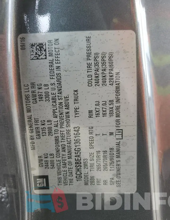 1GCHSBEA5G1361643 Photo# 12