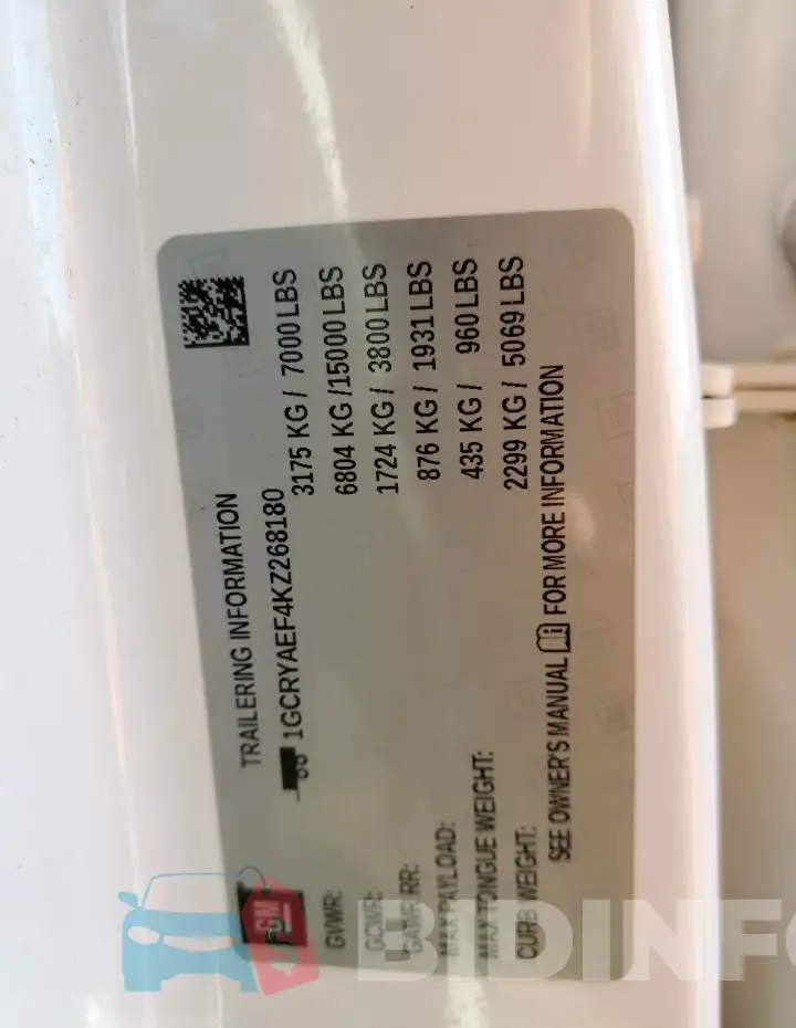 1GCRYAEF4KZ268180 Photo# 12