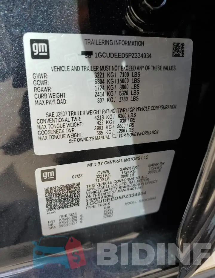 1GCUDEED5PZ334934 Photo# 12