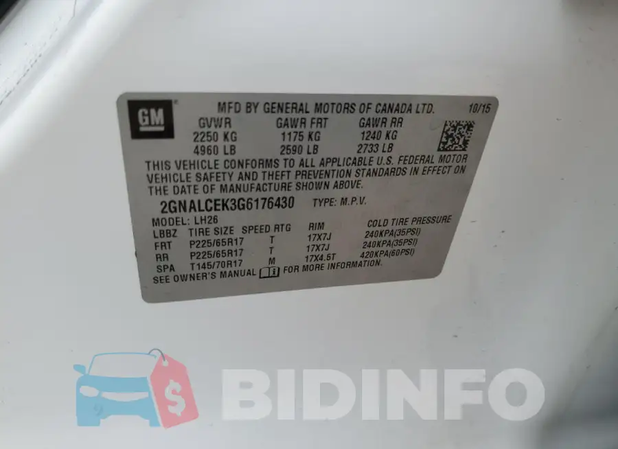 2GNALCEK3G6176430 Photo# 13