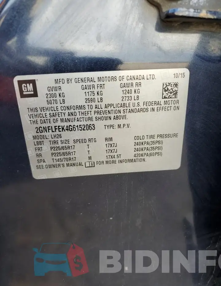 2GNFLFEK4G6152063 Photo# 13