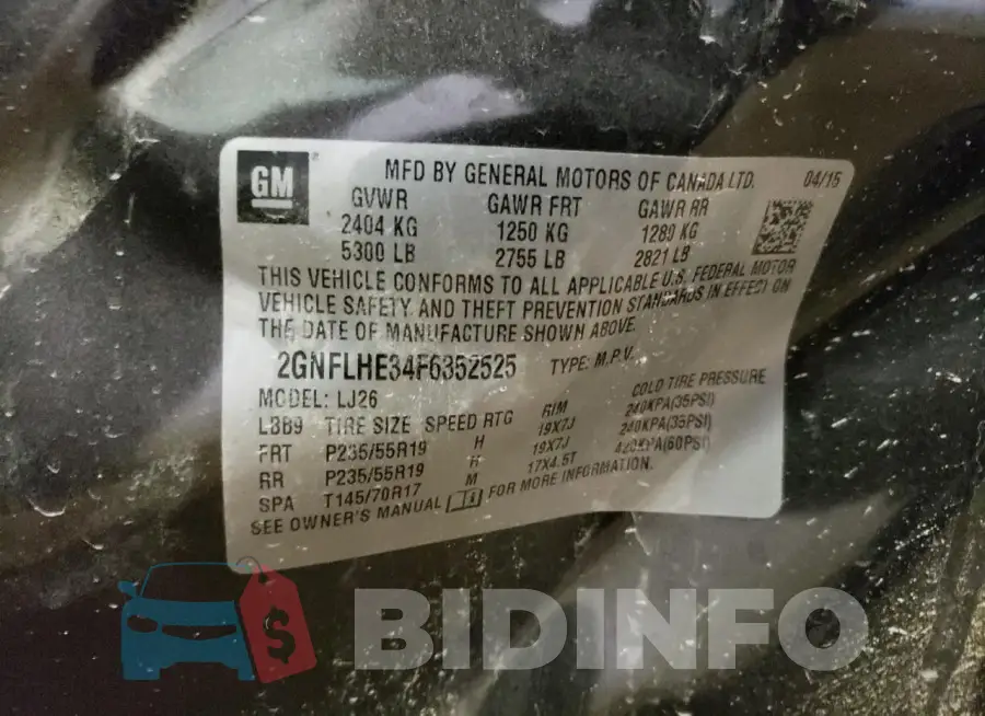 2GNFLHE34F6352525 Photo# 12