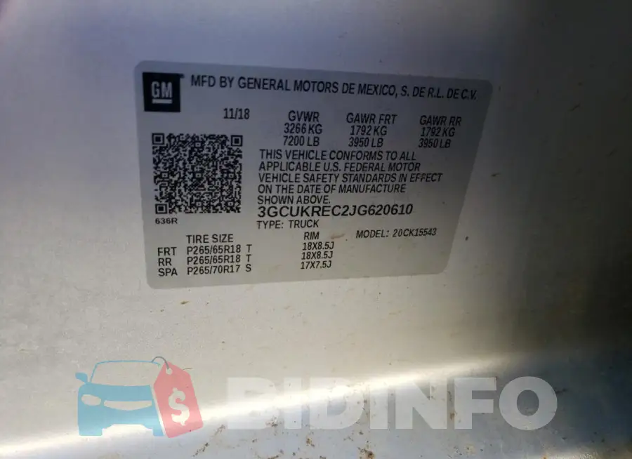 3GCUKREC2JG620610 Photo# 13