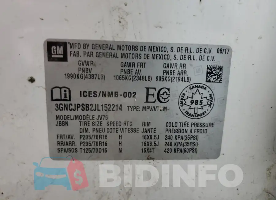 3GNCJPSB2JL152214 Photo# 13
