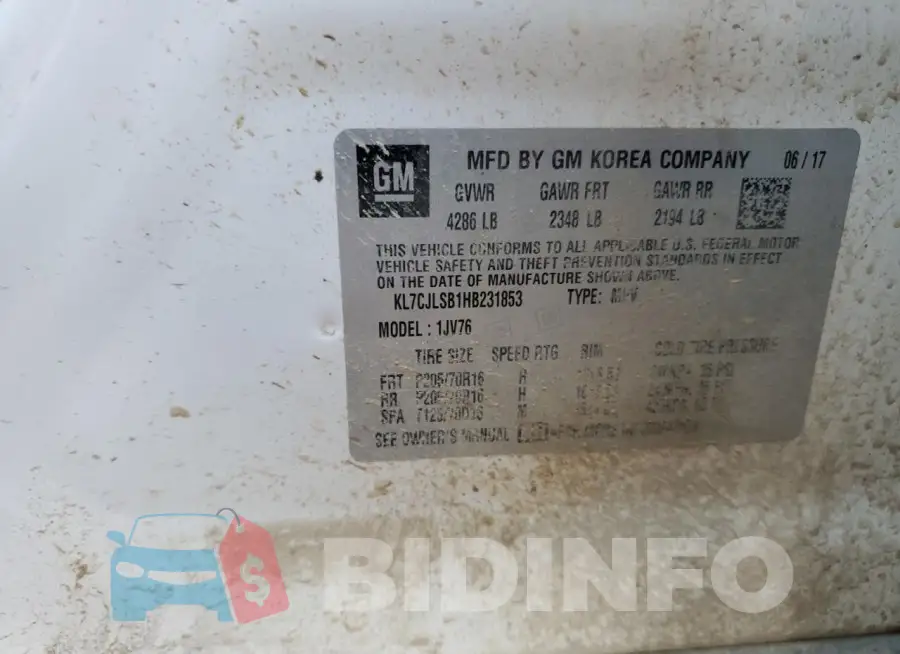 KL7CJLSB1HB231853 Photo# 14