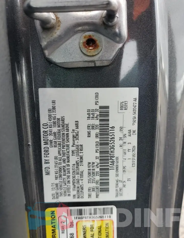 1FA6P8TH3G5265116 Photo# 13