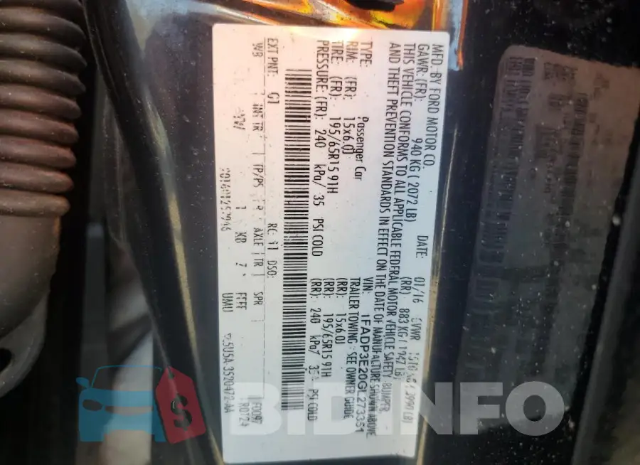 1FADP3E20GL273351 Photo# 12