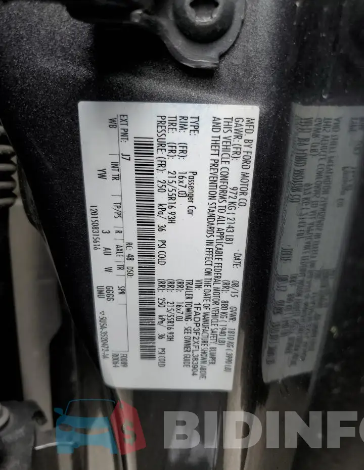 1FADP3F2XFL383904 Photo# 12