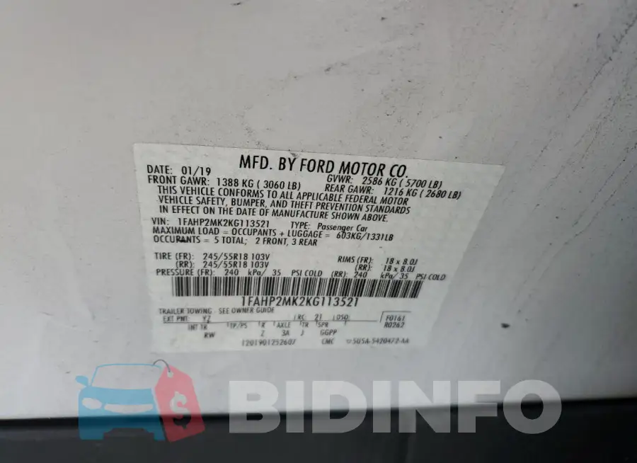 1FAHP2MK2KG113521 Photo# 13