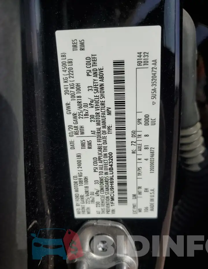 1FMCU9H69LUB43200 Photo# 12