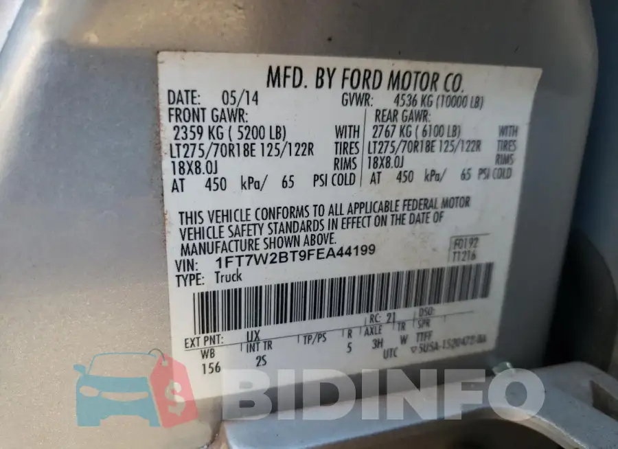 1FT7W2BT9FEA44199 Photo# 12