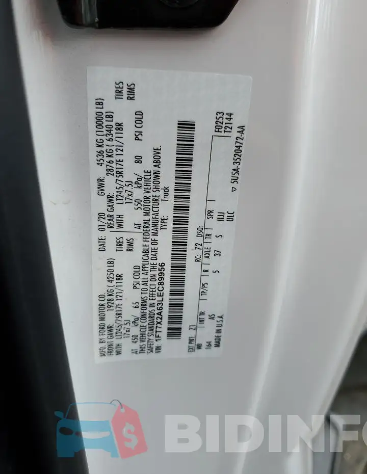 1FT7X2A63LEC89956 Photo# 12