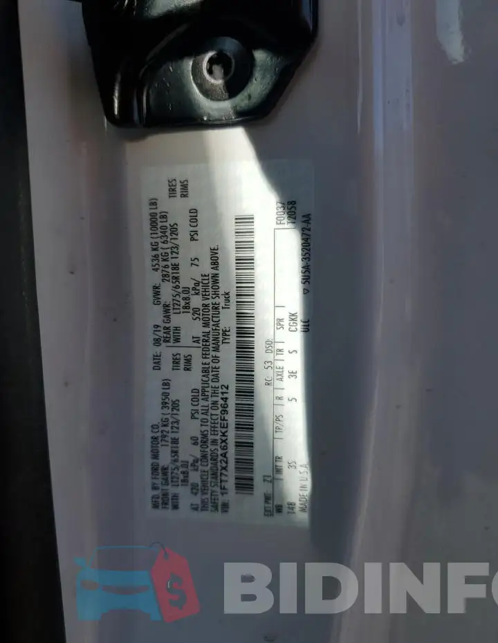 1FT7X2A6XKEF96412 Photo# 12