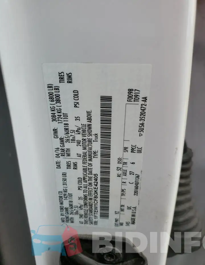 1FTEW1CF8GKE42405 Photo# 13