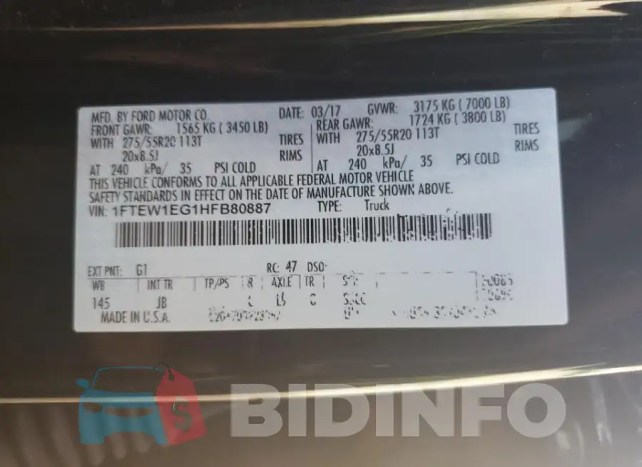 1FTEW1EG1HFB80887 Photo# 12